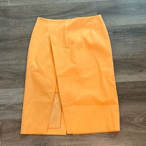 NWT Maje‎ Orange Front Slit Midi Skirt Size 42